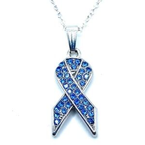 Light Blue Ribbon Awareness Necklace Childhood Cancer Prostate Cancer